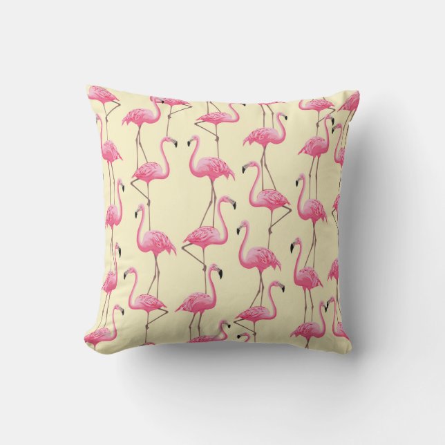 Realistic Flamingo Bird Vertical Pattern Throw Pillow (Front)