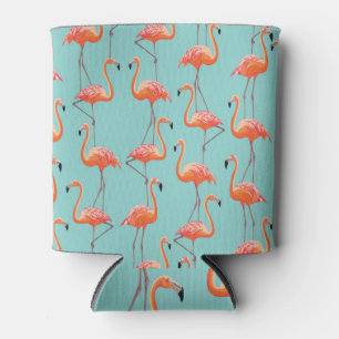 Realistic flamingo: vintage bird pattern can cooler