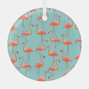 Realistic flamingo: vintage bird pattern glass ornament