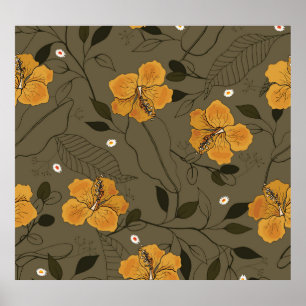 Realistic Flowers: Vintage Seamless Poster