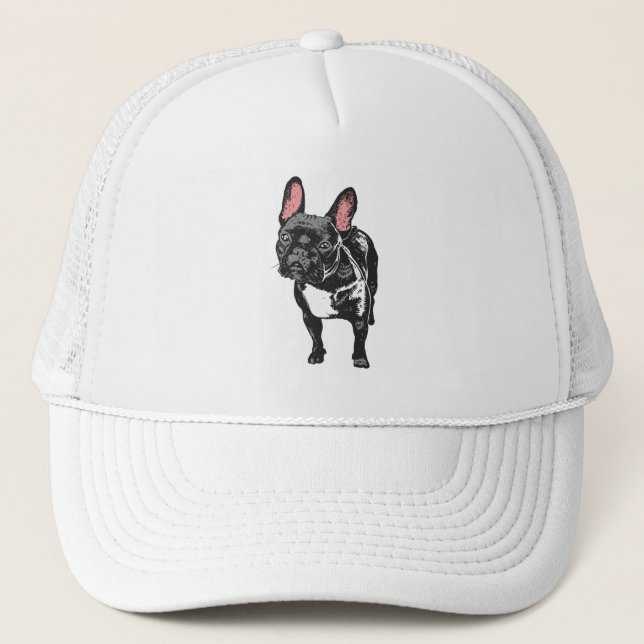 Realistic french bulldog trucker hat (Front)