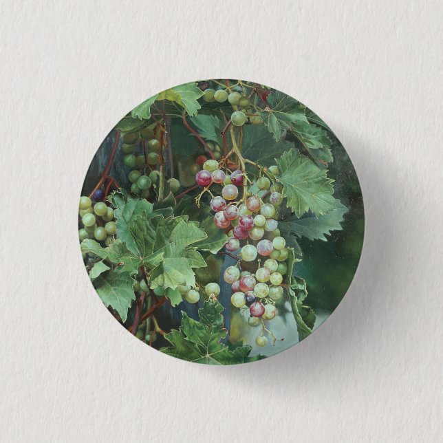 Realistic Grape Vine with Leaves – Fine Art 1 Inch Round Button (Front)