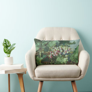 Realistic Grape Vine with Leaves – Fine Art Lumbar Pillow