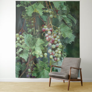 Realistic Grape Vine with Leaves – Fine Art Tapestry