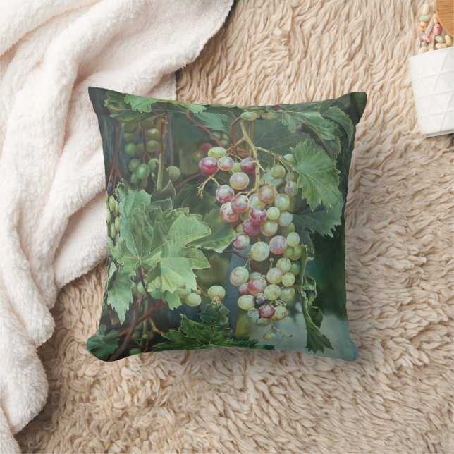 Realistic Grape Vine with Leaves – Fine Art Throw Pillow (Blanket)