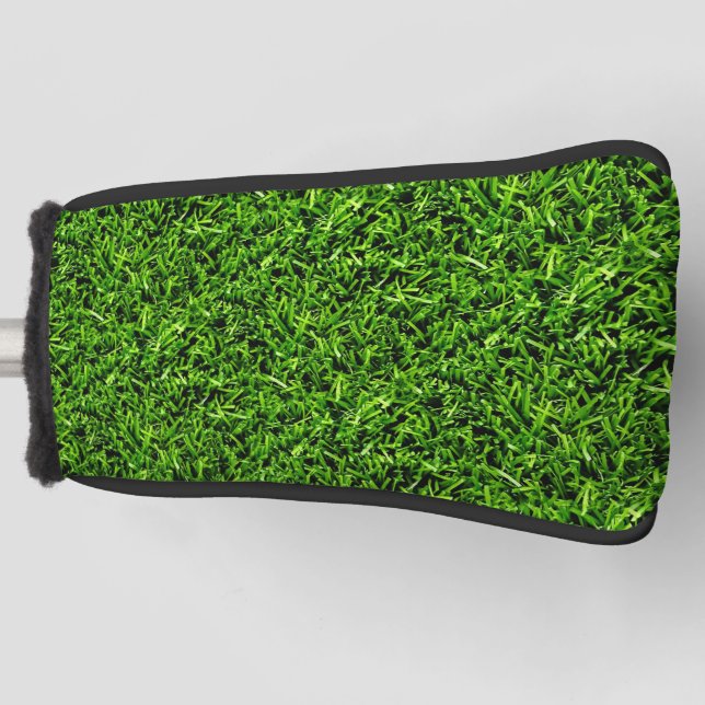  Realistic Grass Photo Texture Funny Bright Green Golf Head Cover (Front)