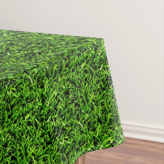  Realistic Grass Photo Texture Funny Bright Green Tablecloth (In Situ)