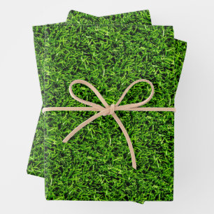   Realistic Grass Photo Texture Funny Bright Green Wrapping Paper Sheet