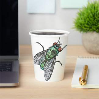 Realistic Green Bottle house Fly    Paper Cups