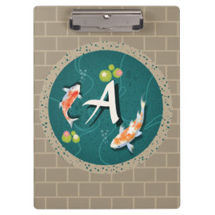 Realistic Green Japanese Koi Fish Pond  Clipboard
