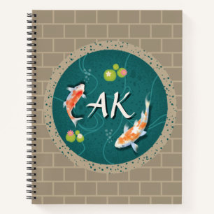 Realistic Green Japanese Koi Fish Pond  Notebook