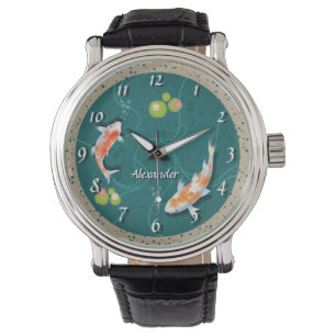 Realistic Green Japanese Koi Fish Pond  Watch