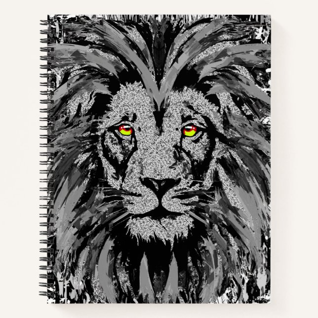 Realistic Grey Lion Notebook - Wildlife Big Cats (Front)