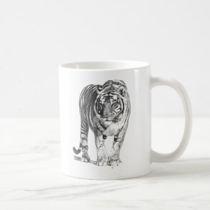 Realistic Hand Drawn Bengal Tiger with Shading Coffee Mug