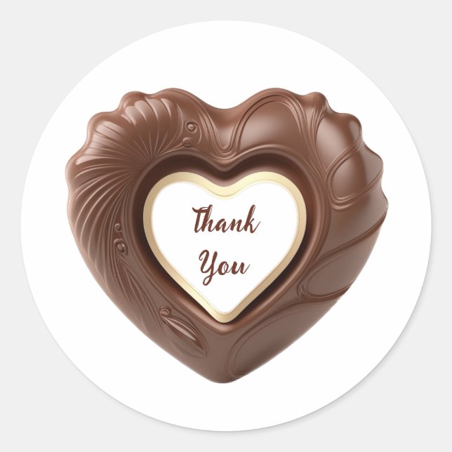 Realistic Heart in milk chocolate Classic Round Sticker (Front)