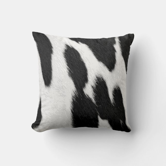 Realistic Holstein Cowhide Look Throw Pillow (Front)
