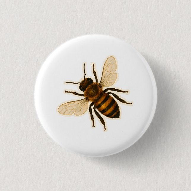 Realistic Honey Bee Design 1 Inch Round Button (Front)