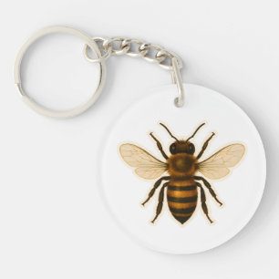 Realistic Honey Bee Design Keychain