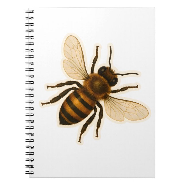 Realistic Honey Bee Design Notebook (Front)