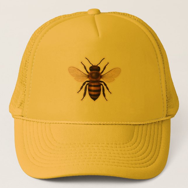 Realistic Honey Bee Design Trucker Hat (Front)