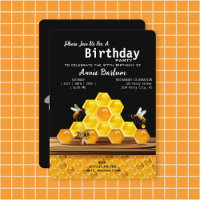 Realistic Honeybee & Honeycomb Birthday Invitation