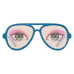 Realistic Human Eyes With Eyeshadow Lifelike  Aviator Sunglasses