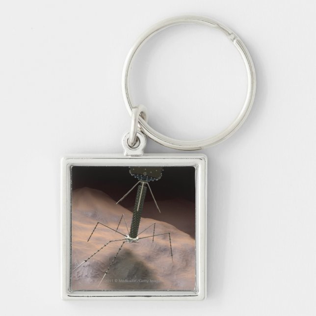 Realistic Illustration of bacteriophage Keychain (Front)