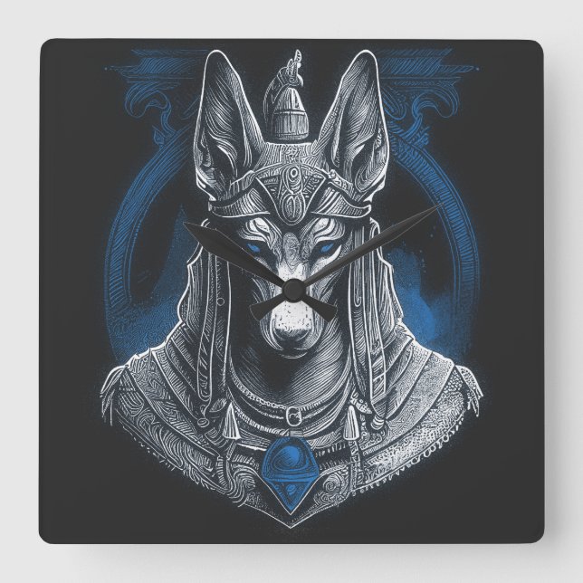 realistic illustration of the Egyptian god Anubis Square Wall Clock (Front)