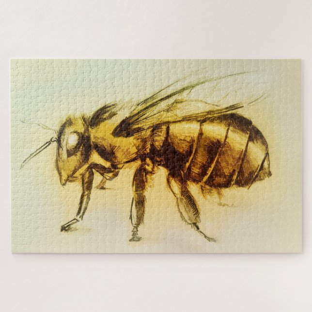 Realistic Insect Sketch, Yellow Hornet, Bee, Wasp Jigsaw Puzzle (Horizontal)