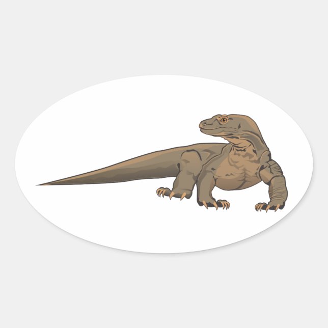 Realistic Komodo Dragon/Monitor Lizard Oval Sticker (Front)