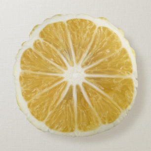 Realistic Lemon Slice Round Accent Throw Pillow