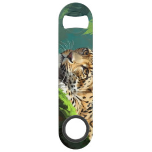 Realistic Leopard in Jungle Animal Art Bar Key
