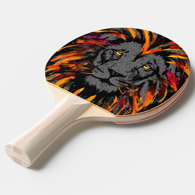 Realistic Lion Head - Lion Ping Pong Paddle (Back Angle)