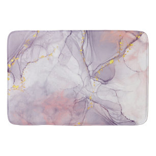 Realistic Liquid Marble With Gold Bath Mat