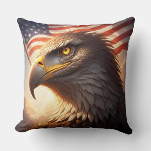 Realistic Majestic patriotic Eagle USA pride Throw Pillow