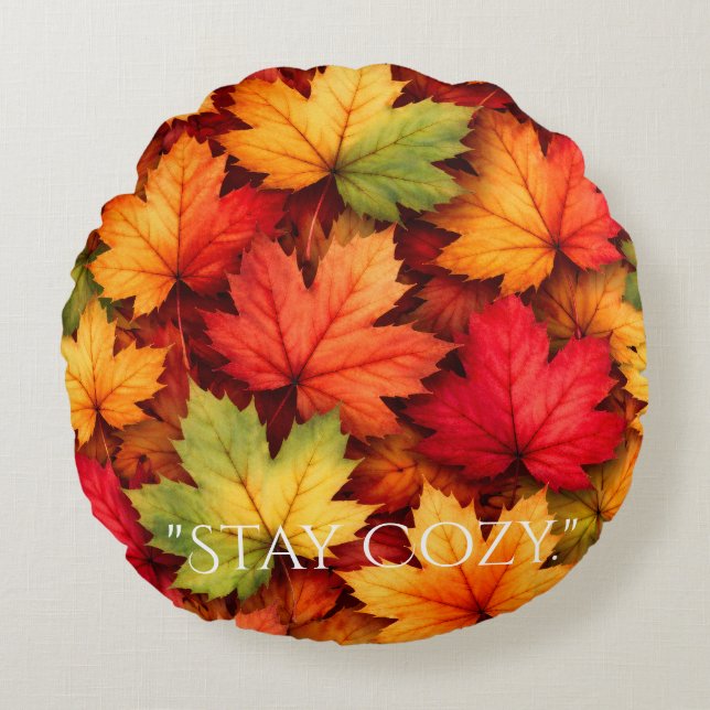 Realistic Maple Leaf Custom  Round Pillow (Front)