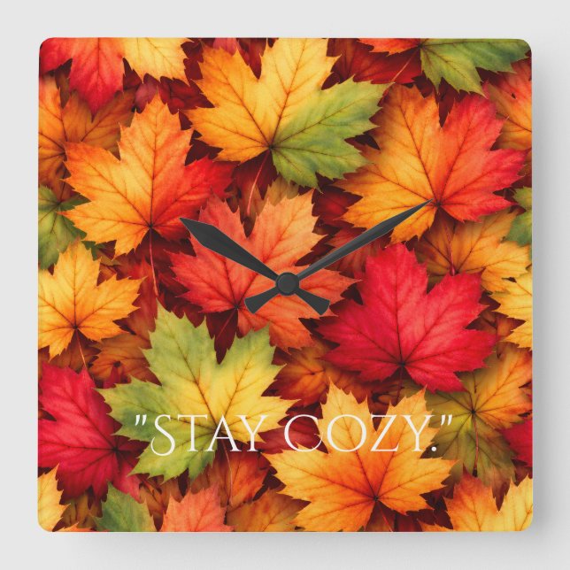 Realistic Maple Leaf Custom  Square Wall Clock (Front)