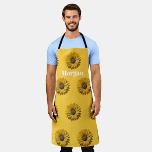 Realistic Minimal Sunflower Pattern Custom Apron