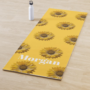 Realistic Minimal Sunflower Pattern Custom Apron Yoga Mat