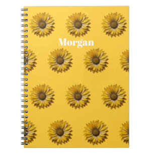 Realistic Minimal Sunflower Pattern Custom Notebook