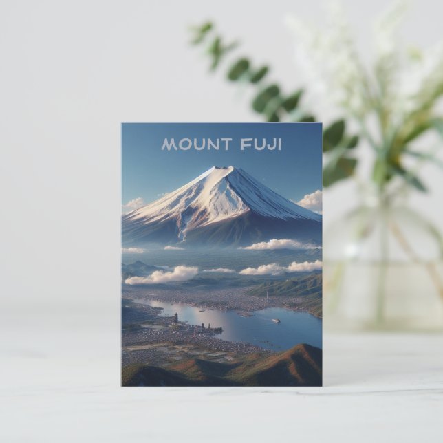 Realistic Mount Fuji landscape Japan Travel Postcard (Standing Front)