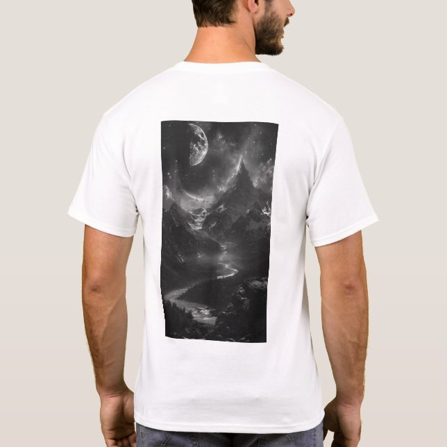 Realistic Mountain View Wilderness T-shirt (Back)