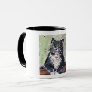 realistic painting, cat mug