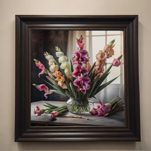 Realistic Painting Gladioli in Vase Gladiolus 1:1 Poster