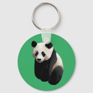 Realistic Panda Green Keychain