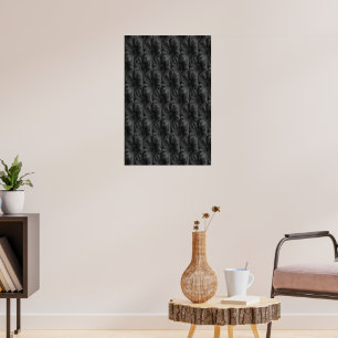 Realistic pattern of black chrysanthemums - Black Poster