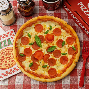 Realistic Pepperoni Pizza  Paper Plate