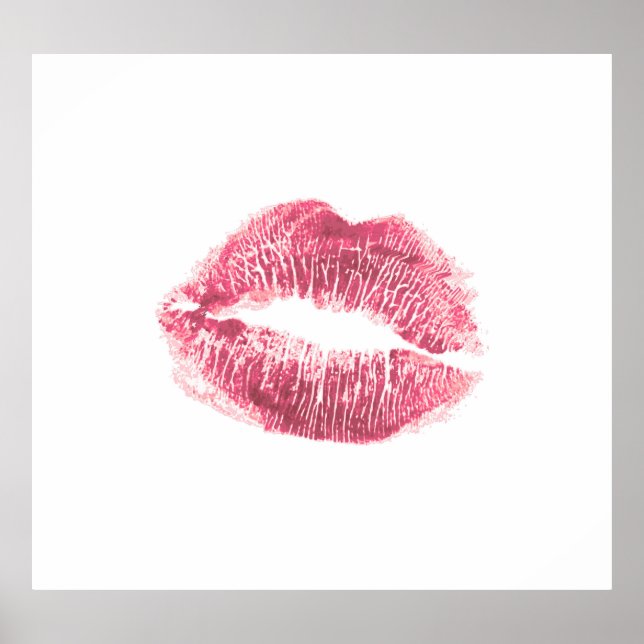Realistic pink lips, isolated kiss poster (Front)