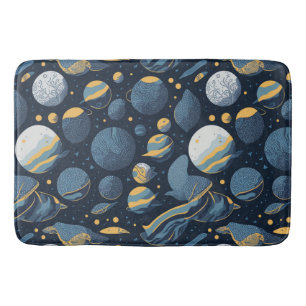 realistic Planets illustration pattern Bath Mat