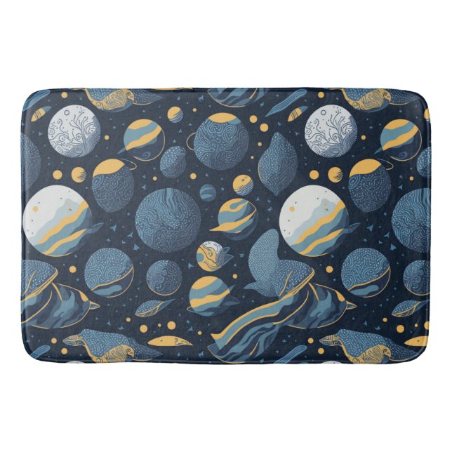 realistic Planets illustration pattern Bath Mat (Front)